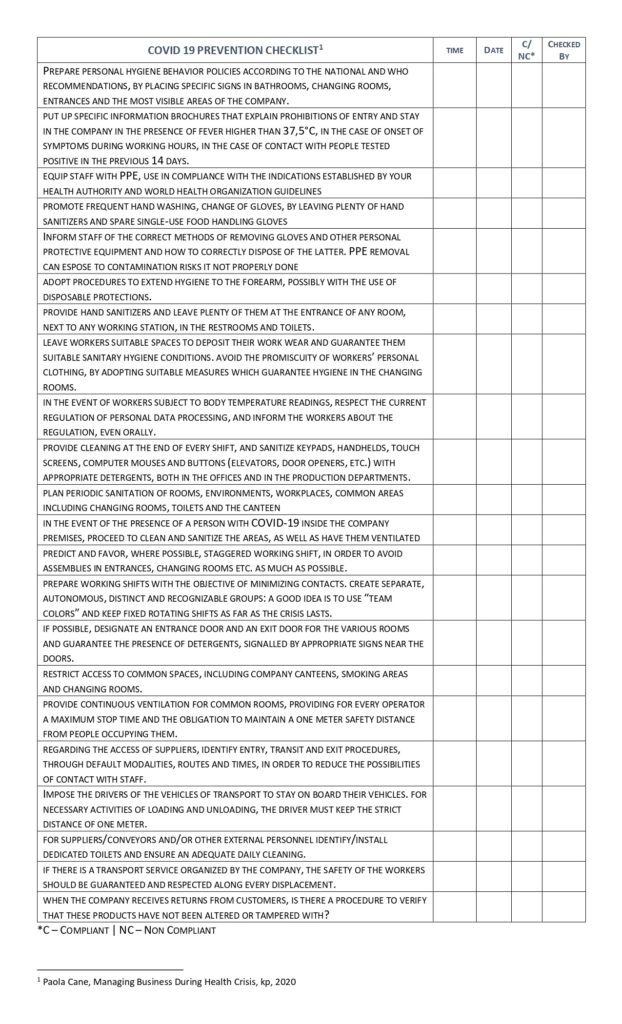 COVID 19 PREVENTION CHECKLIST_page-0001